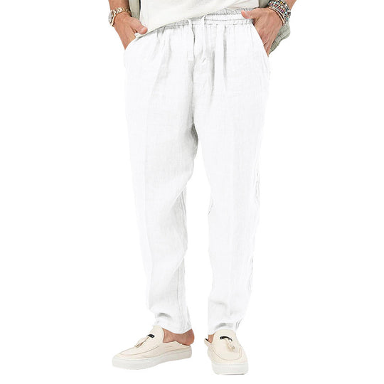 Herren Leichte Leinenhose mit elastischem Bund und praktischen Eingrifftaschen R&B