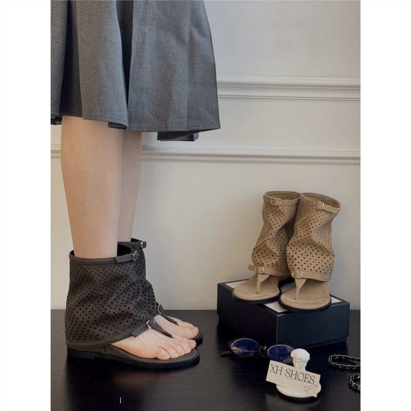 Damen modische Stiefeletten mit perforiertem Design R&B