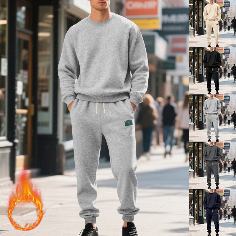 Herren nan relaxed-fit Baumwoll-Fleece-Jogginghose mit elastischem Tunnelzug, gerippten Beinabschlüssen und dezenter Patch-Applikation R&B