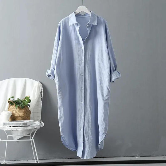 Damen oversized Blusenhemd in lässigem Schnitt mit Knopfleiste R&B