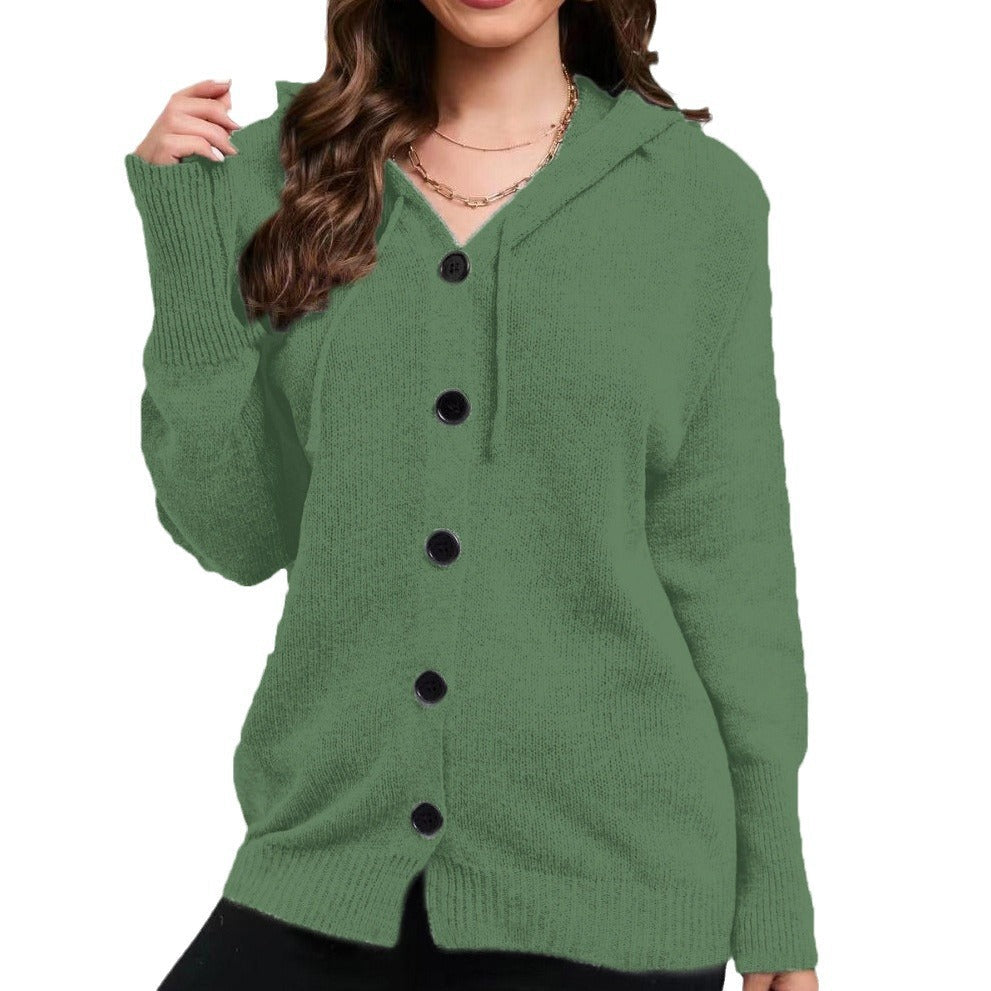 Damen Kapuzensweater mit durchgehendem Knopfverschluss und lässiger Passform R&B