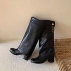 Damen Elegante Stiefel mit dekorativem Knopfdetail und Blockabsatz R&B