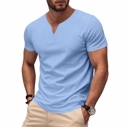 Herren kurzärmliges T-Shirt mit V-Ausschnitt und atmungsaktivem Stoff R&B