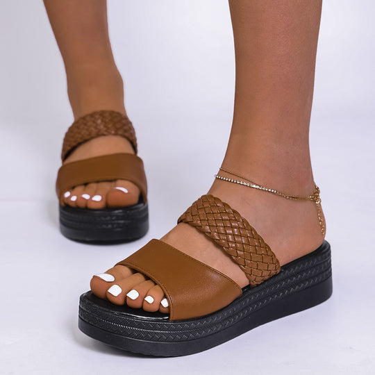 Damen Komfortable Crossover-Sandalen mit geflochtenem Obermaterial und rutschfester Sohle R&B