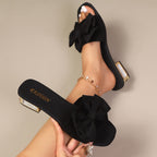 Damen Elegant und verspielte Zehentrenner-Sandalen mit dekorativem Schleifen-Detail R&B