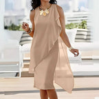 Damen asymmetrisches Chiffonkleid mit fließendem Schnitt R&B