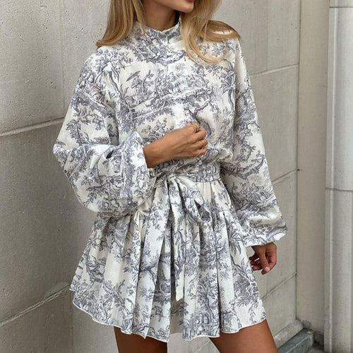 Damen Puffärmel Hemdkleid mit Rüschendetails und tailliertem Gürtel R&B