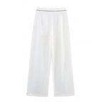 Damen weite Hochkannt-Hose mit eleganter Bundverzierung R&B