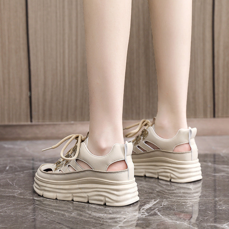 Damen Sportliche Plateau-Sneakers mit funkelnden Akzenten und trendigem Design R&B