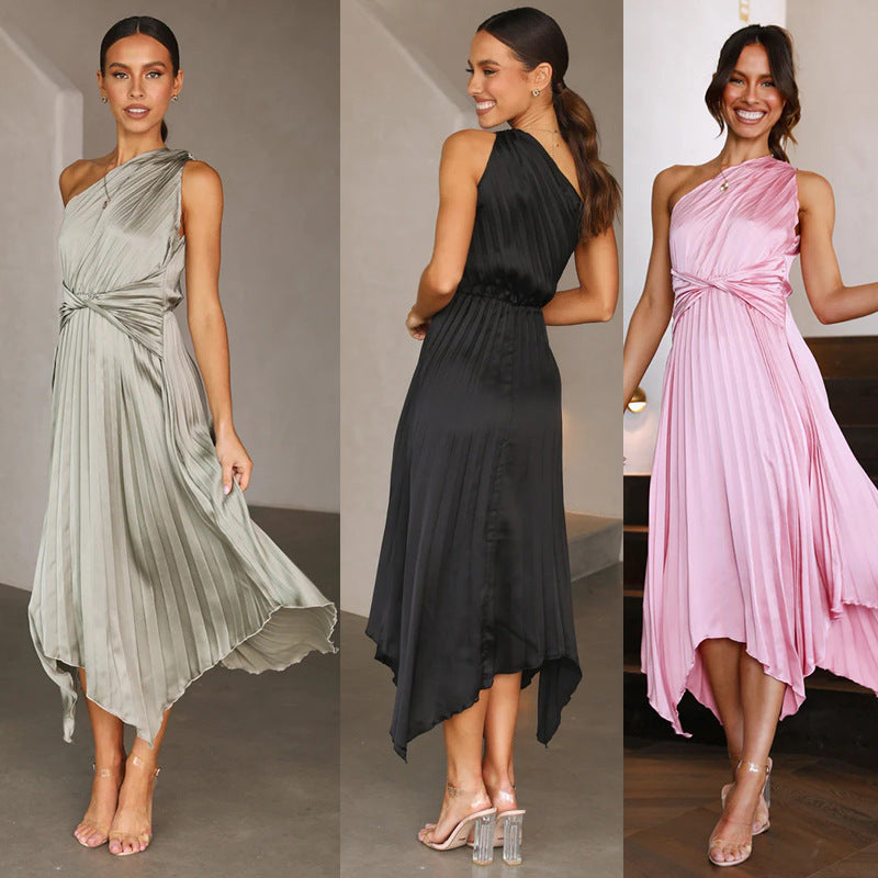 Damen Plissiertes Abendkleid mit asymmetrischem Saum und elegante Drapierung R&B