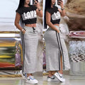 Damen Sportliches Crop-Top und Maxirock Set