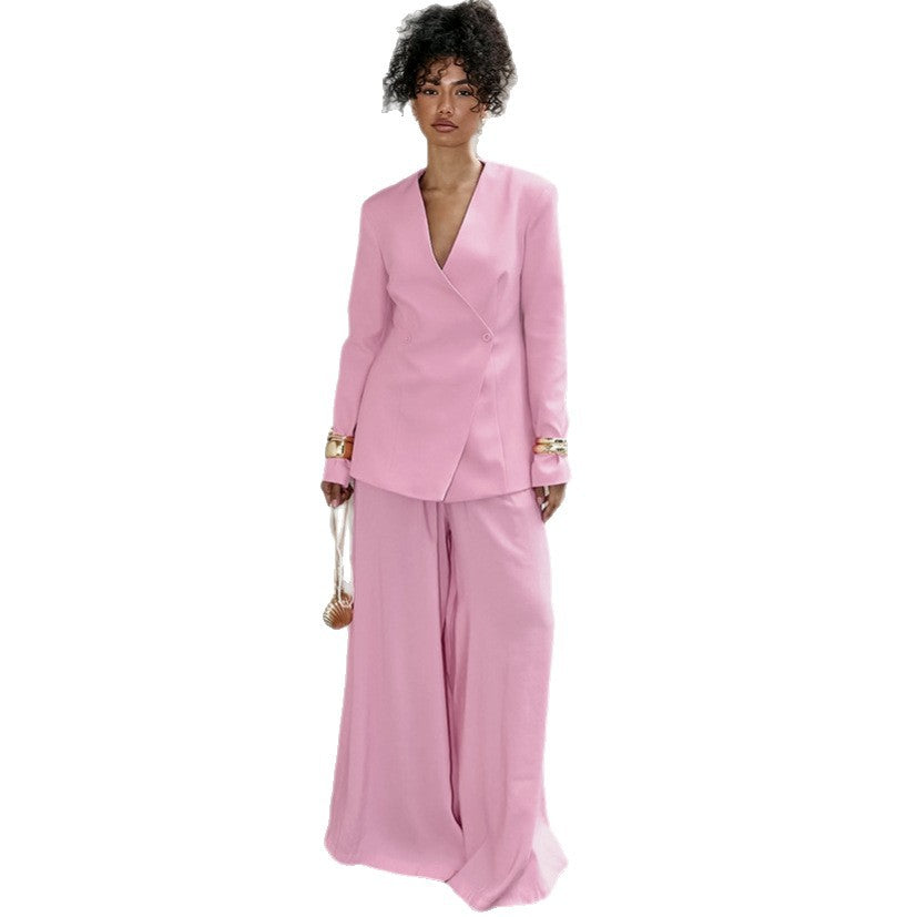 Damen Elegantes Ensemble aus Blazer und weitem Hose R&B