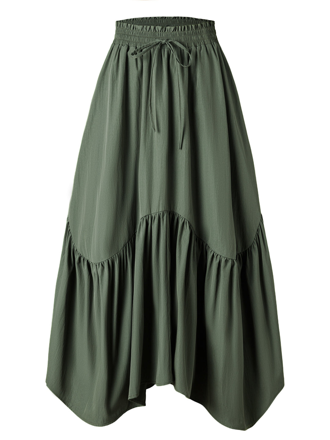 Damen Maxi-Rock mit kreativem Volantdesign und elastischem Bund R&B