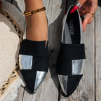 Damen modische Slipper mit glänzendem Obermaterial und weichem Fußbett R&B