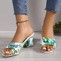 Damen Offene Mules mit floralem Design und komfortablem Blockabsatz R&B