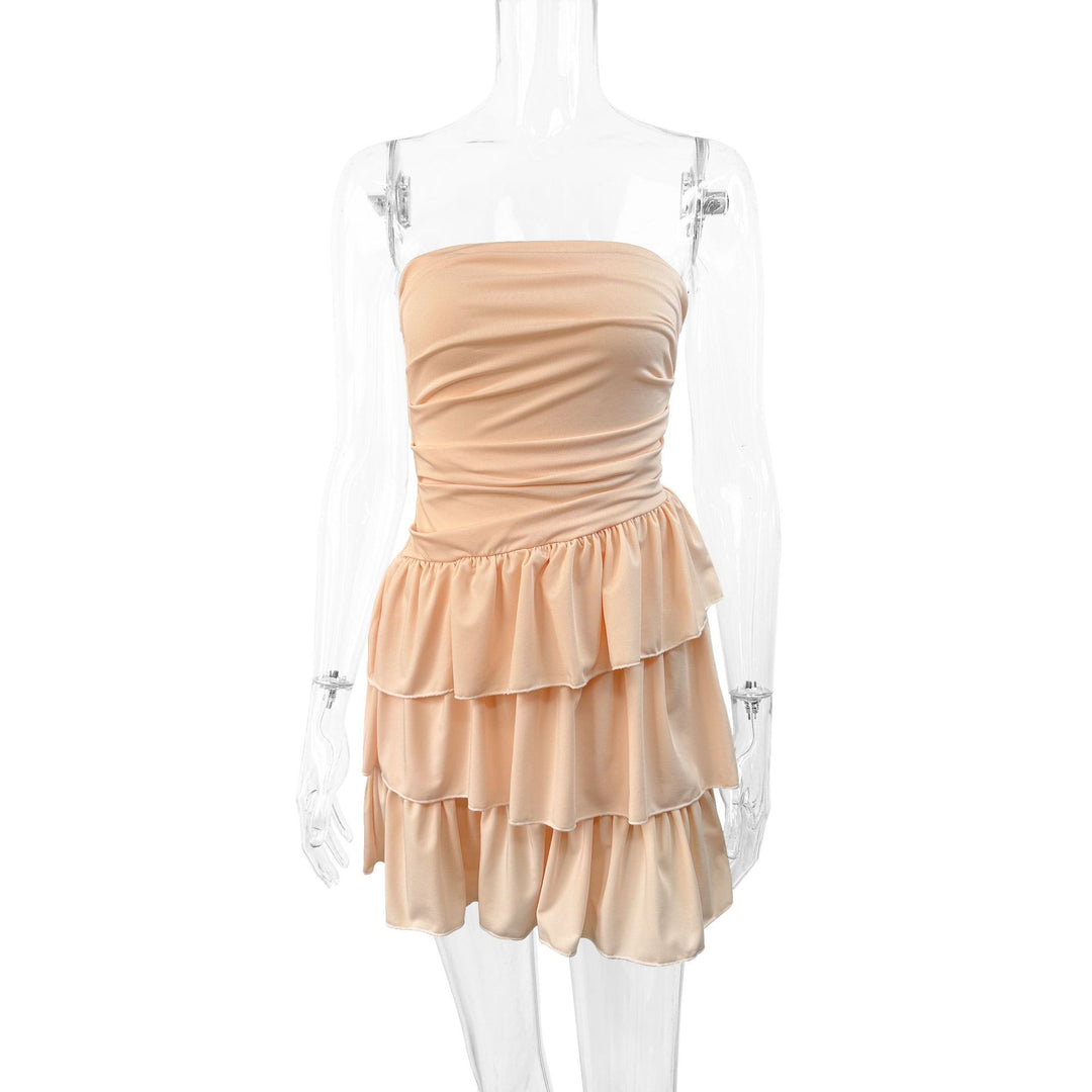 Damen Trägerloses Rüschenkleid mit voluminösem Rock R&B