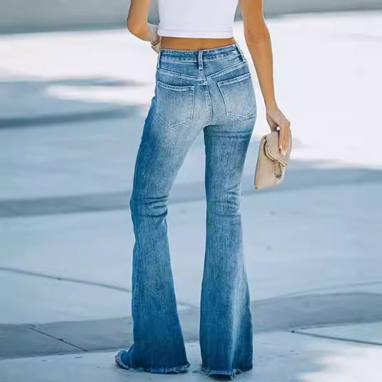 Damen Flared Jeans mit hohem Bund für einen eleganten Look R&B