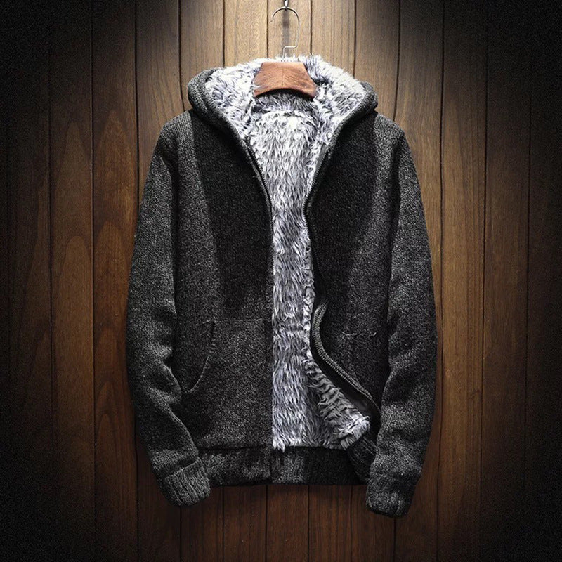 Herren kuschelige Kapuzenjacke mit weichem Innenfutter und seitlichen Eingrifftaschen R&B
