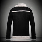 Herren warme Lammfelljacke mit Knopfkragen R&B