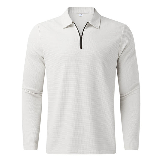 Herren Langarm Polo-Shirt mit modernem Reißverschluss und atmungsaktiver Struktur R&B
