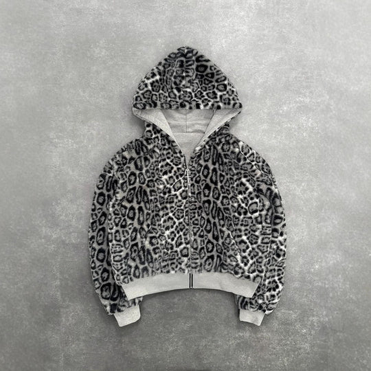 Damen nan kurze Kapuzenjacke mit Kunstfellfutter, Reißverschluss und Kängurutasche R&B