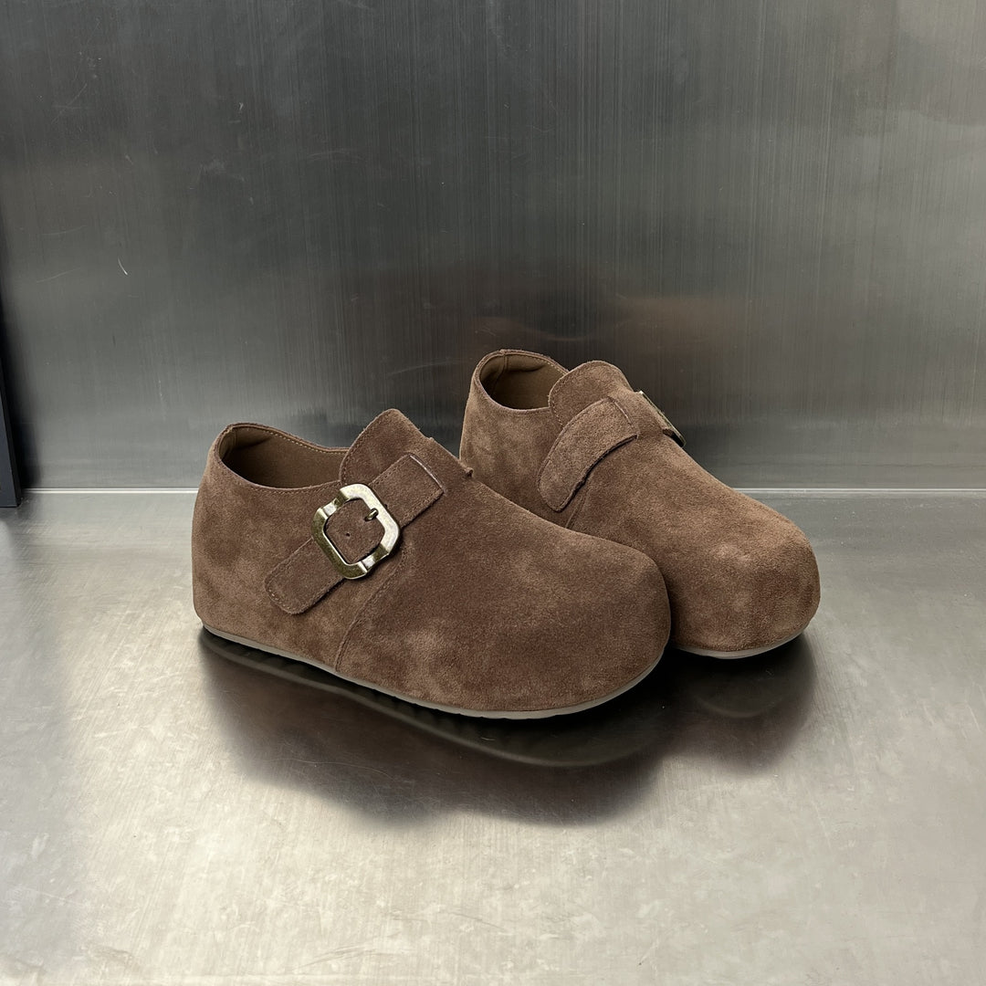 Damen Komfortable Wildleder-Clogs mit elegantem Schnallenverschluss R&B