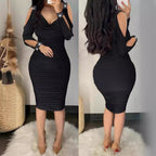 Damen Wickelkleid mit offenem Schulterdesign und funkelnden Akzenten R&B