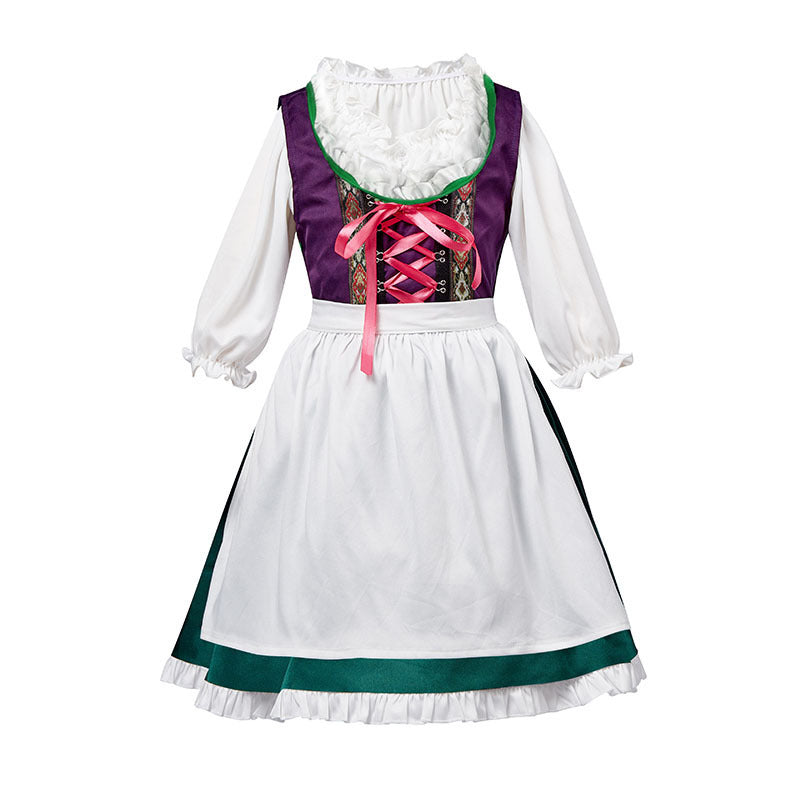 Damen nan dreiteiliges Trachtenkleid Dirndl Kostümset mit Schnürung, tailliertem Rock und abnehmbarer Carmenbluse R&B