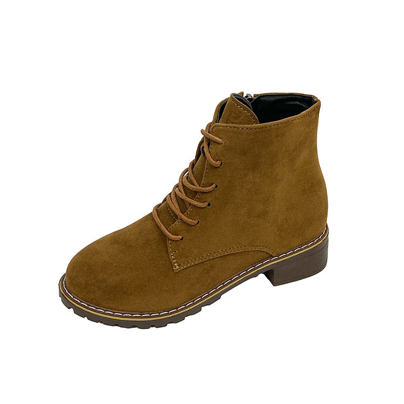 Damen modische Ankle-Stiefel aus Wildleder mit zusätzlichem Reißverschluss und leichter Profilsohle R&B