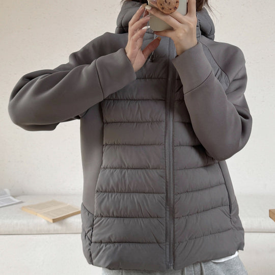 Damen Innovative Hybridjacke mit hohem Kragen und abnehmbarer Kapuze R&B