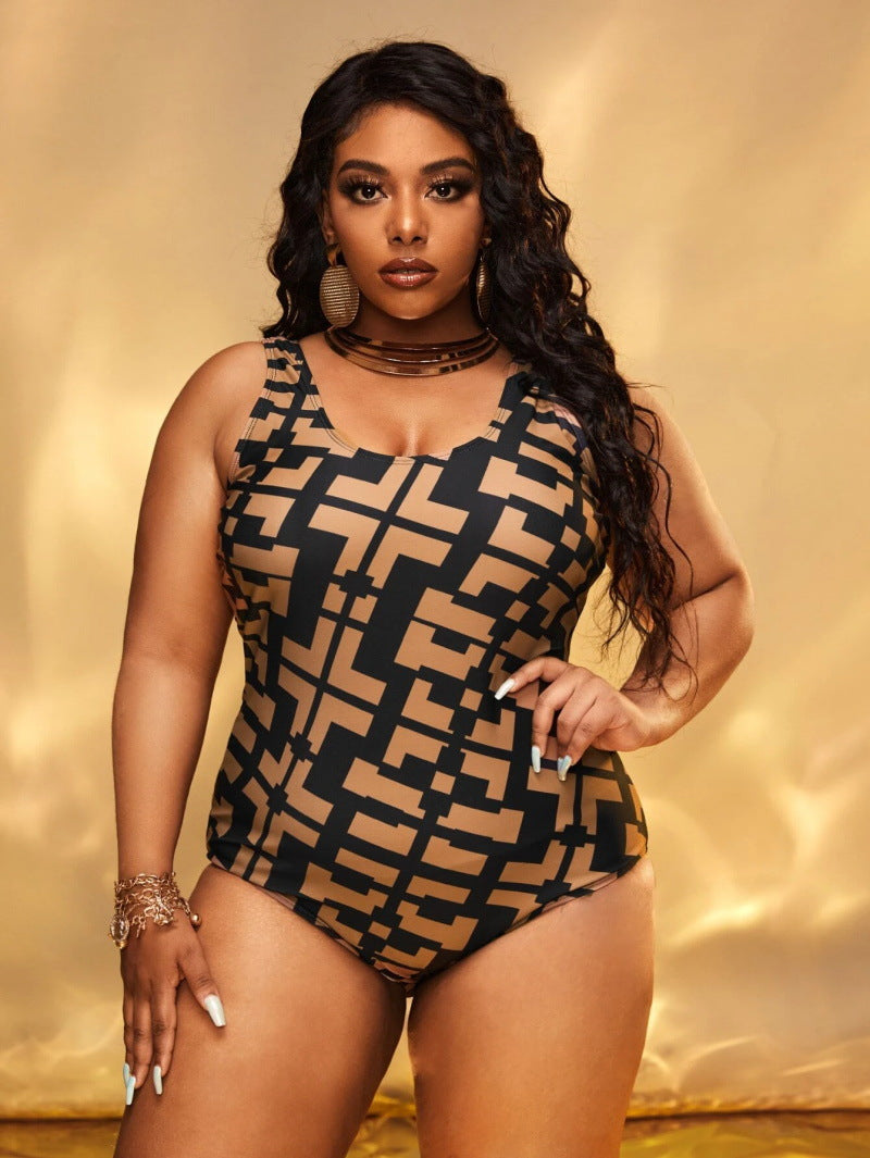 Damen Einteiler Badeanzug mit modernem geometrischen Design R&B