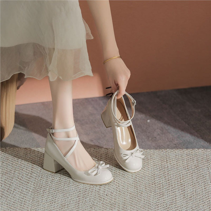 Damen elegante Ballerina-Pumps mit verstellbarem Fesselriemen und Schnürung R&B