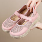Damen modische Slip-On Freizeitschuhe mit verstellbarem Klettverschluss und atmungsaktiver Netzstruktur R&B