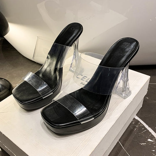 Damen elegante transparente High Heel Sandalen R&B