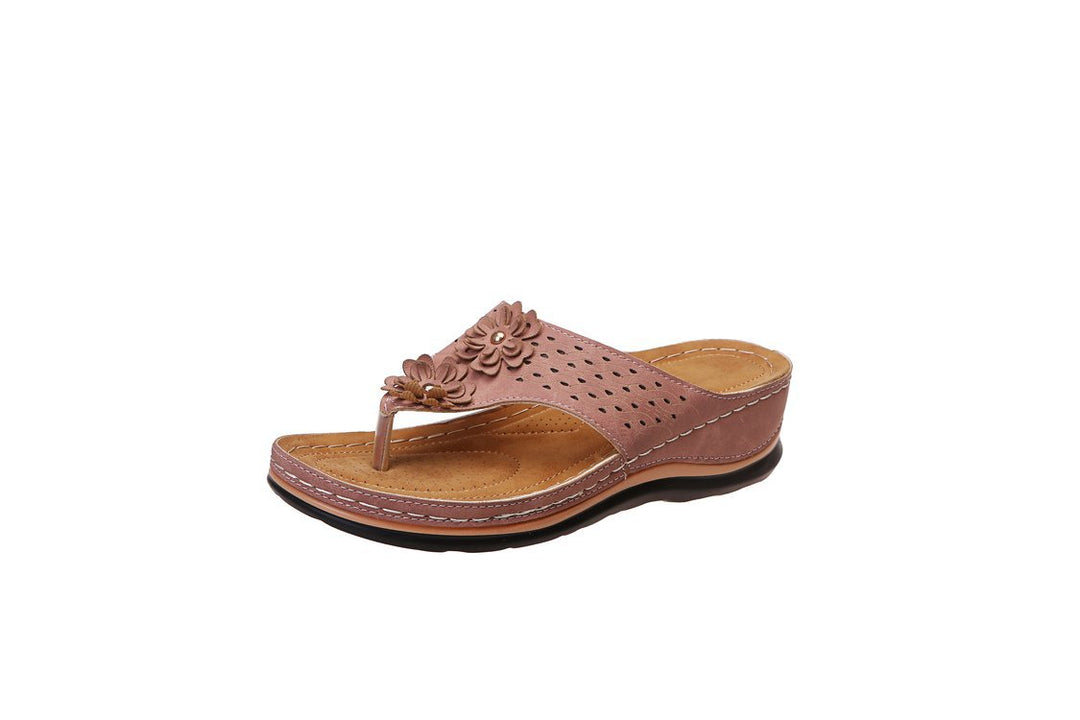 Damen Komfortable Zehentrenner-Sandalen mit floralem Design R&B