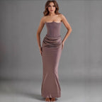 Damen Maxikleid mit Raffungen und elegantem Bustier-Ausschnitt R&B