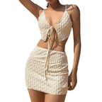 Damen Cropped Top und Minirock Set mit strukturierter Oberfläche R&B