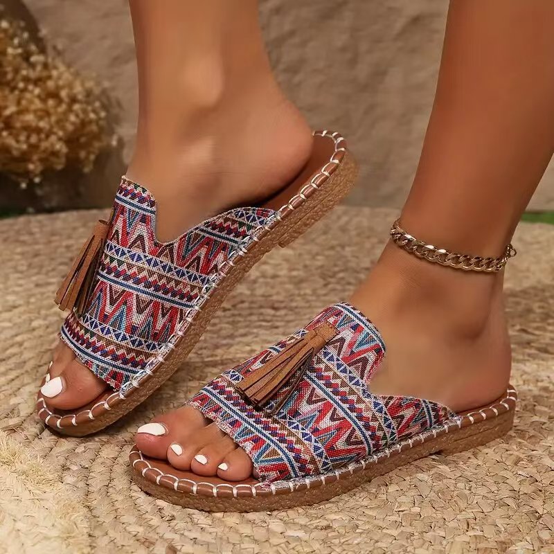 Damen Modische Clogs mit folkloristischem Muster