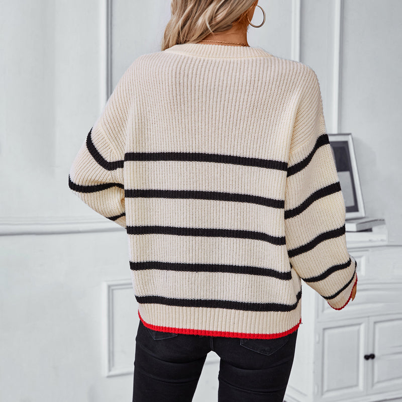 R&B | Gestreifter Strickpullover Mit Weichem Material