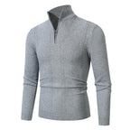 Herren Strickpullover mit hochabschließendem Reißverschluss und modernem Zopfmuster R&B