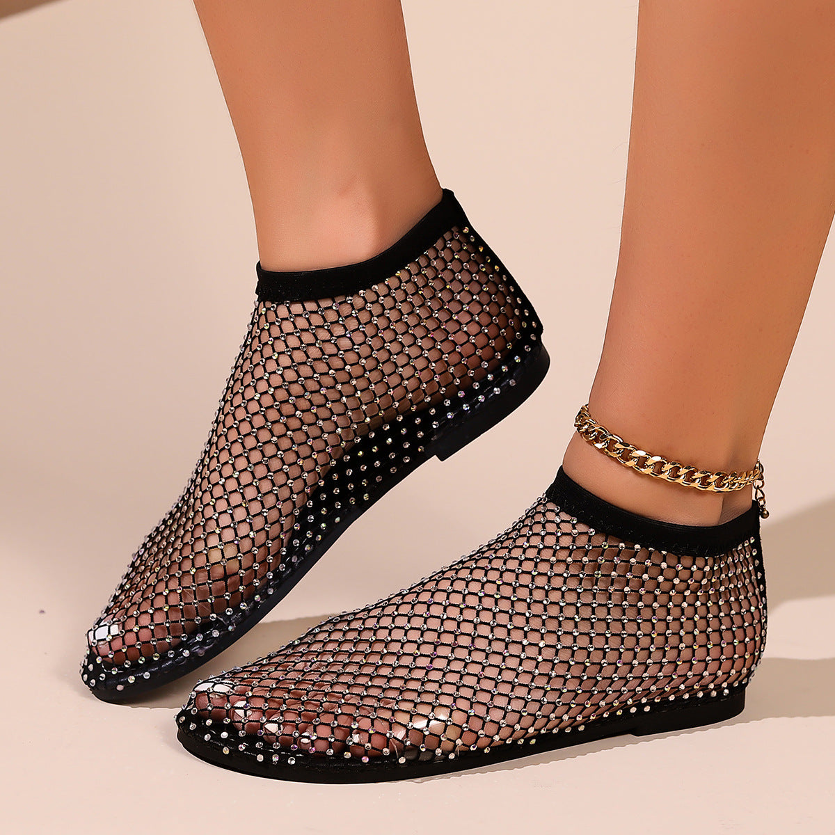 Damen modische Netz-Slippers mit funkelnden Strassapplikationen R&B