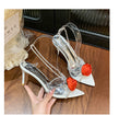 Damen Transparente High Heel Sandalen mit eleganten Blütenapplikationen R&B