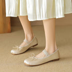 Damen Ballerinas mit verstellbarem Riemen und elegantem Schleifendesign