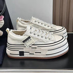 Damen modische Plateausneaker mit ausgefranstem Design und tiefem Profil R&B