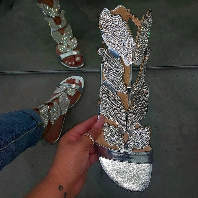 Damen Sandalen mit funkelnden Strass-Applikationen R&B