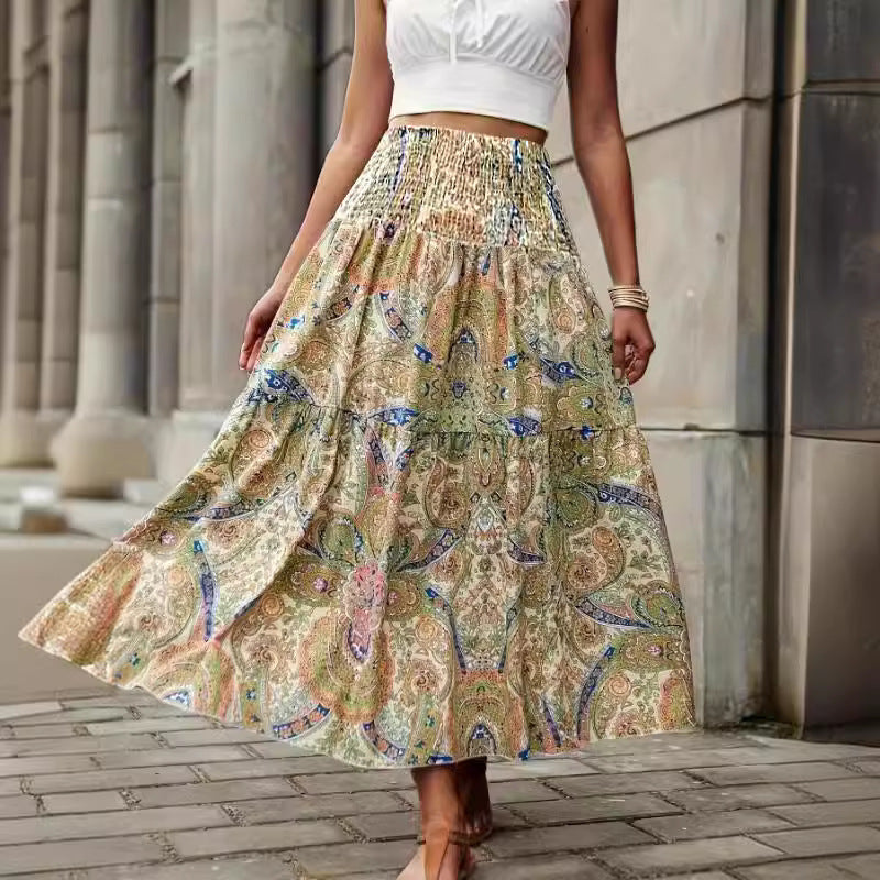 Damen Maxirock mit Paisleymuster und elastischem Bund R&B
