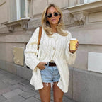 Damen Strickjacke mit Kabelmuster und Knopfverschluss