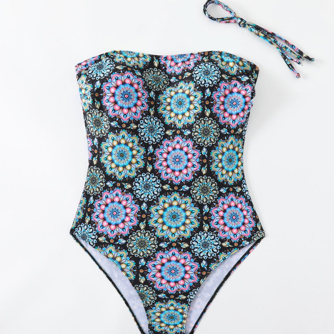 Damen Bandeau-Badeanzug mit einzigartigem Mandala-Muster R&B
