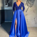 Damen Glamouröses Abendkleid mit tiefem V-Ausschnitt und schimmernden Pailletten R&B