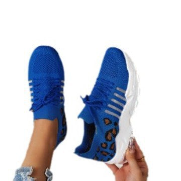 Damen Sportliche Sneakers mit atmungsaktiver Netzstruktur und modischem Leopardenmotiv R&B
